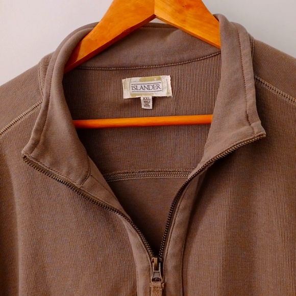 Islander Zippered Brown Lite Weight Jacket Pockets Size XXL - Picture 2 of 11